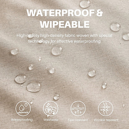 Textured Linen Table Cloth for Rectangle Tables - Khaki Tablecloths Rectangular Waterproof Wrinkle Free Wipeable Dining Table Cover for Spring Wedding Birthday Kitchen Decor, 52 X 70 Inch