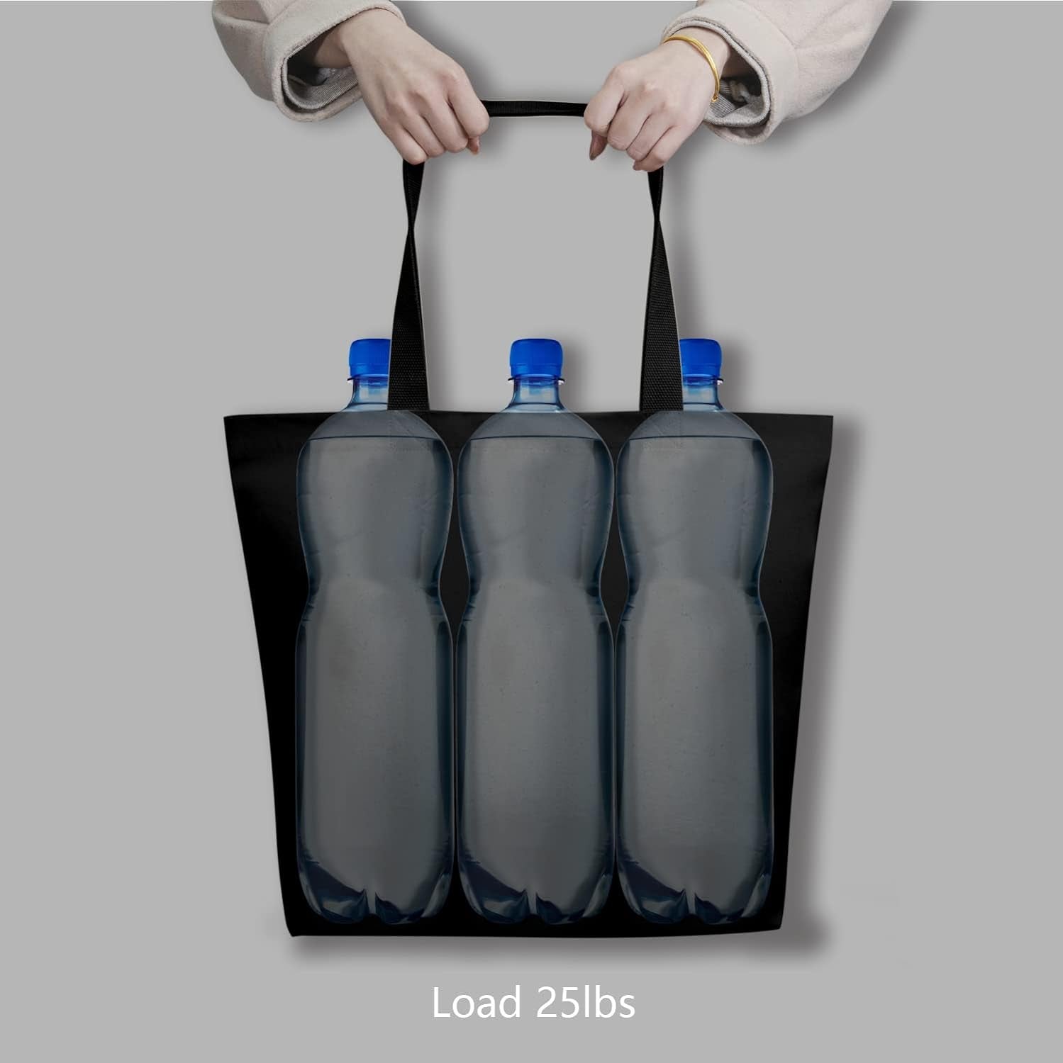 2-Pack Canvas Tote Bags with Magnetic Snap, Reusable Grocery Shopping Bags, DIY Your Creative Designs
