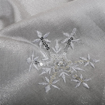 Christmas Table Napkins Cloth Set of 4, Embroidered Snowflake Napkins 18X18 Inch, Silver Napkins Glittering Sequins for Dinner, Xmas Holiday Napkins for Familiy Dinning, Grey, Machine Washable