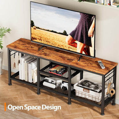 TV Stand for Tvs up to 55 Inch, Entertainment Center with Open Storage Shelves, Media Console Table with Soundbar Shelf for Living Room, Bedroom, Rustic Brown