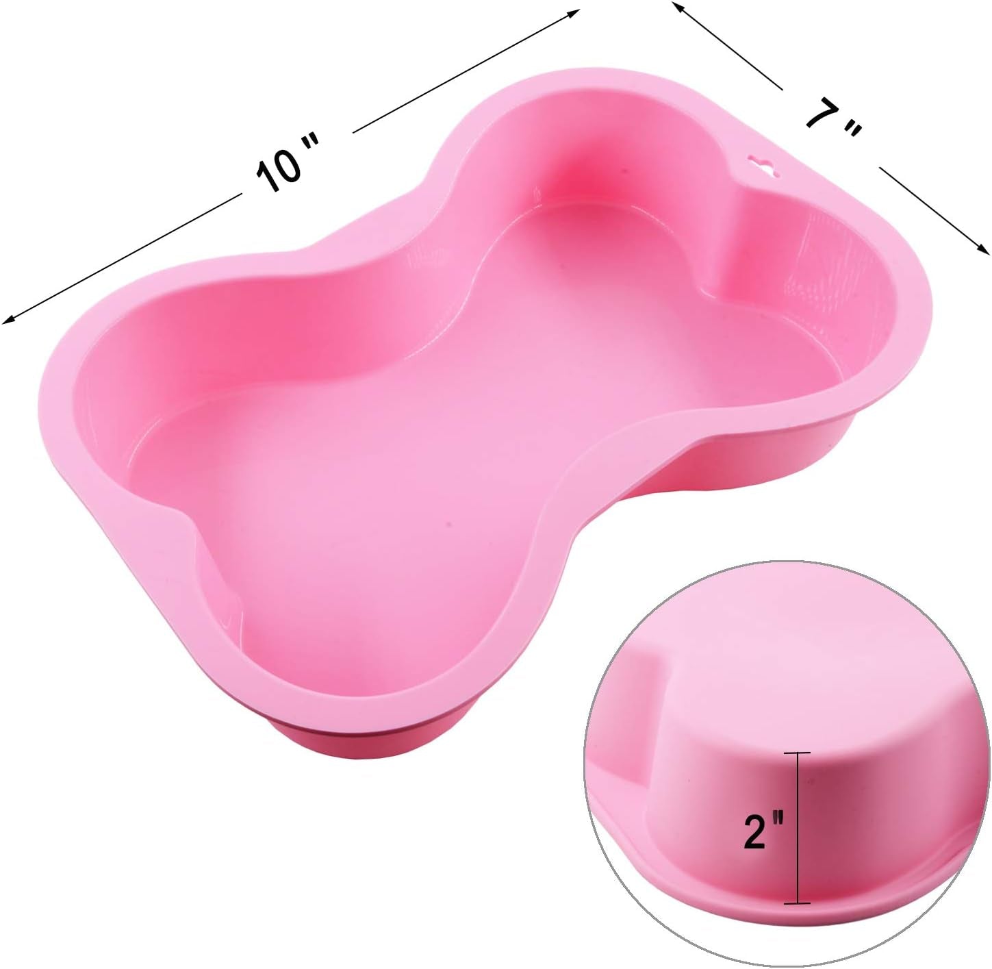Dog Birthday Cake Mold Silicone Bone Shape Cake Pan with Decorating Pen (Pink, 10")