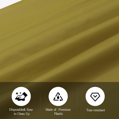 Gold 6 Pack Plastic Table Cloth 54" X 108", Disposable Tablecloths Rectangle Table Cover, Plastic Tablecloths for Parties