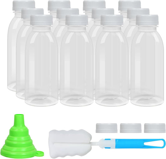 Dishwasher Safe 12Oz Plastic Bottles with Caps Reusable BPA Free PP5 Juice Milk Water Smoothie Bottle Heat-Resistant Refillable