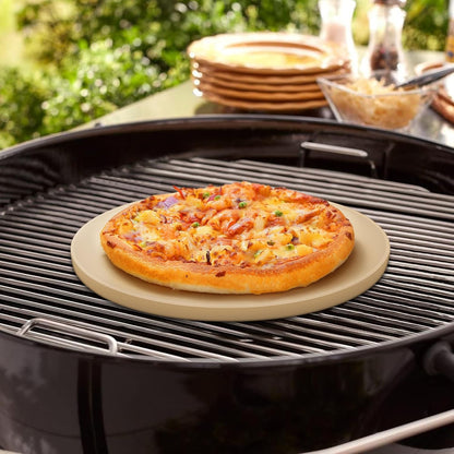Small Pizza Stone 10.25 Inch for Oven and Grill, round Baking Stone, Thermal Shock Resistant Cordierite Oven Pan with Plastic Dough Scraper, Ideal for Cooking Pizza, Bread