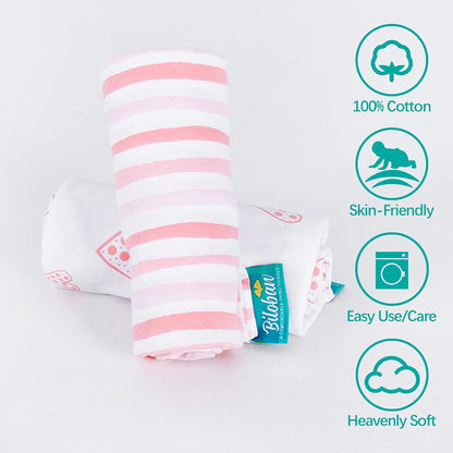 Nursing Pillow Cover 2 Pack for Boppy Pillow 100% Stretchy Cotton Large Zipper Super Soft & Breathable Infant Support Breastfeeding Cover for Moms or Little Girl Gifts