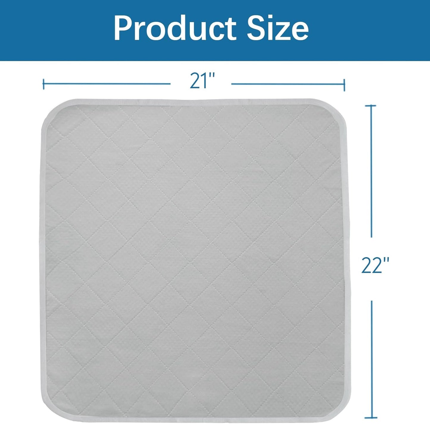 Waterproof Chair Pads for Incontinence Washable 22'' X 21'', 2 Pack Absorbent Seat Protector Pee Pads for Adults, Elderly, Kids, Toddler and Pets, Grey