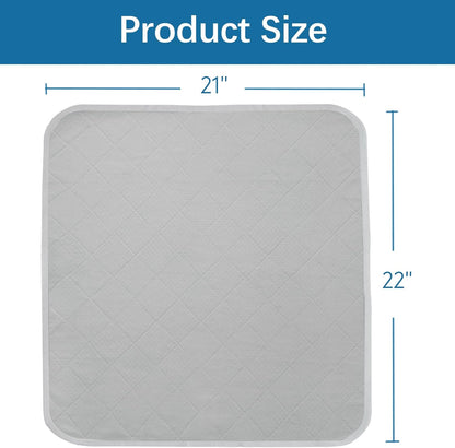 Waterproof Chair Pads for Incontinence Washable 22'' X 21'', 2 Pack Absorbent Seat Protector Pee Pads for Adults, Elderly, Kids, Toddler and Pets, Grey