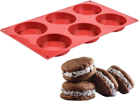 Silicone Egg Molds - Muffin Top Pan Whoopie Pie Pan 3" round Silicone Baking Mold for Whoopie Pie, Corn Bread, Egg Bites, English Muffins, Tarts 1 Pack