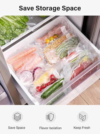 Vacuum Sealer Bags, 150 Gallon 11" X 16", Quart 8" X 12" and Pint 6" X 10" Vacuum Seal Bags for Food, Commercial Heavy Duty, BPA Free, Precut Food Vac Bag for Storage, Meal Prep or Sous Vide