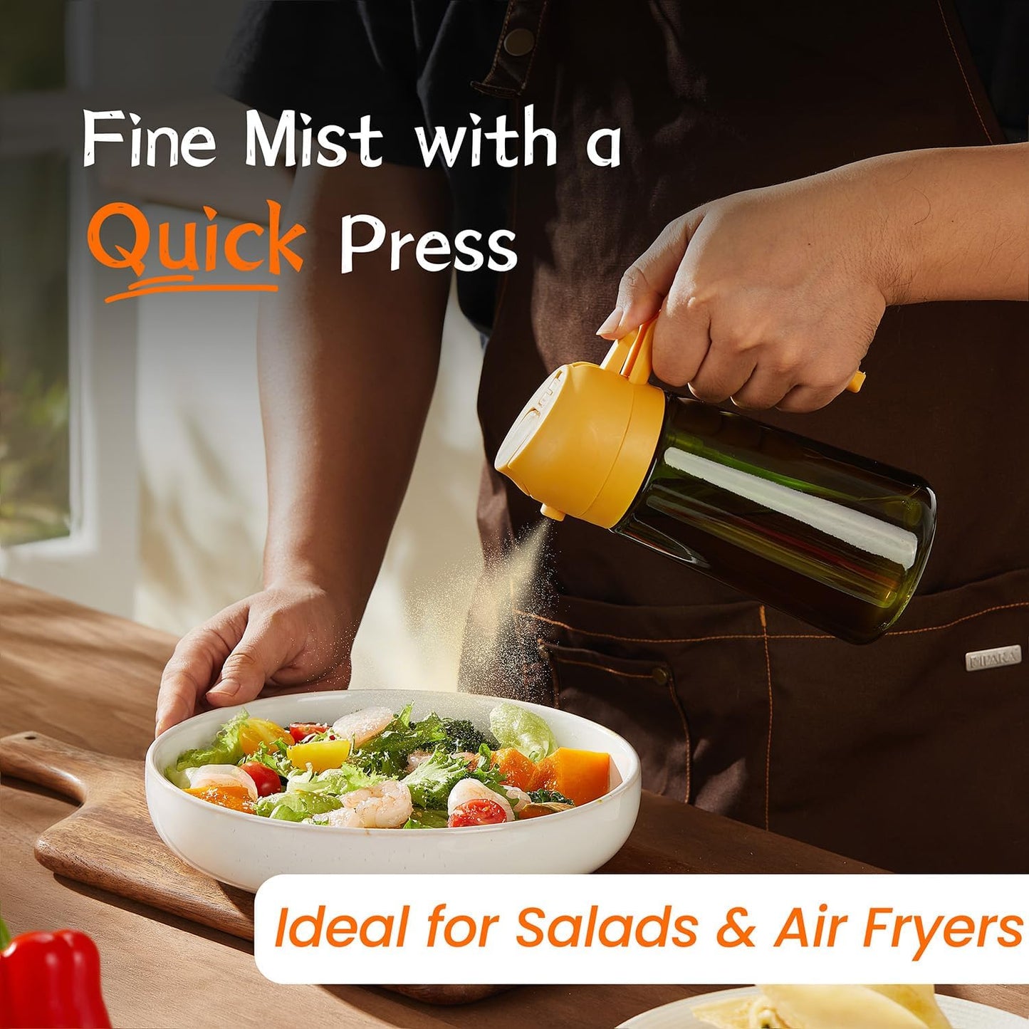 - Original 16Oz/470Ml Olive Oil Dispenser Bottle for Kitchen Gadgets and Air Fryer Accessories - Olive Oil Sprayer for Cooking W/Stickers - Yellow