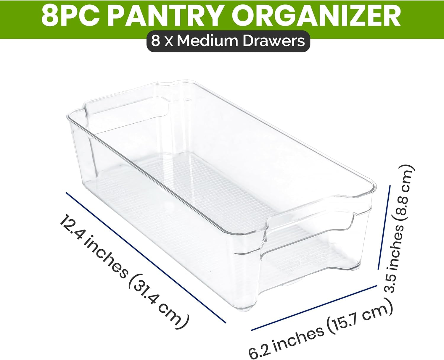 - Fridge Organizer Bins - Refrigerator Organizing Bins - Pantry Organizers & Storage - Stackable for Home & Kitchen Pantry Organization - Clear Plastic Containers (8 Pack)