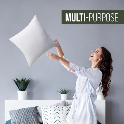 Decorative Throw Pillow Insert (18 X 18 Inches, White) – Set of 1, Ideal for Sofa, Couch, and Bed