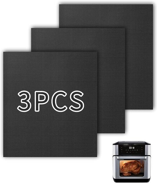 3 Pack Oven Liners for Bottom of Electric Gas Oven, Non-Stick Air Fryer Liners Reusable Teflon Baking Sheets Compatible with Instant Pot 10 Qt Air Fryer Accessories Baking Mat