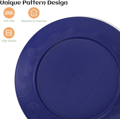 Wheat Straw Dinnerware Set for 8 - 40 Pieces Including Dinner Plates, Cups, and Pasta Bowls - Microwave Safe - Blue
