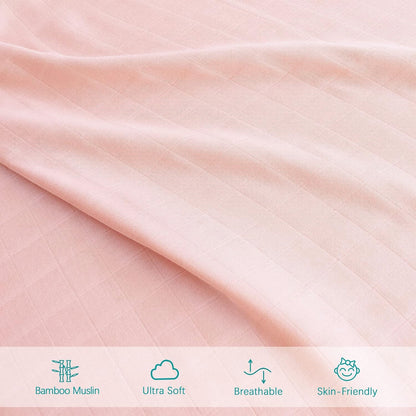 Muslin Crib Sheets for Boys and Girls 2 Pack, Ultra Soft Muslin Fitted Baby Crib Sheet for Standard Crib Mattress & Toddler Bed Mattress, Grey and Pink