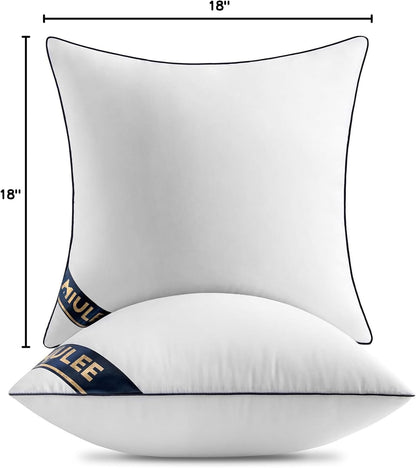 Premium 18x18 Inch Down Alternative Pillow Inserts - Set of 2 Decorative Throw Pillows for Sofa and Couch