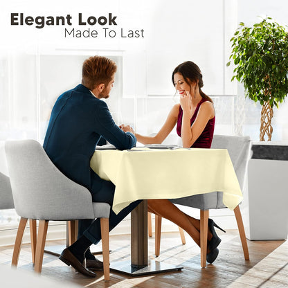 2 Pack 6 Foot Rectangle Table Cloth [60X102 Inches, Ivory] Stain and Wrinkle Resistant Tablecloth Washable Polyester Cover for Dining, Buffet Parties, Picnic and Weddings
