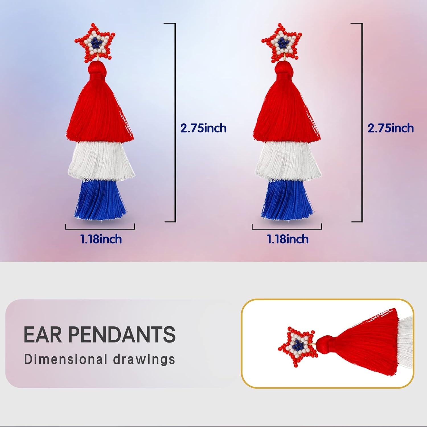 Tassel Earrings for Women, Handmade Gradient Color Bohemian, Tiered Fall Dangle Earrings, Layered Boho Statement Earrings for Women Girls Valentine Christmas Birthday Party Gift