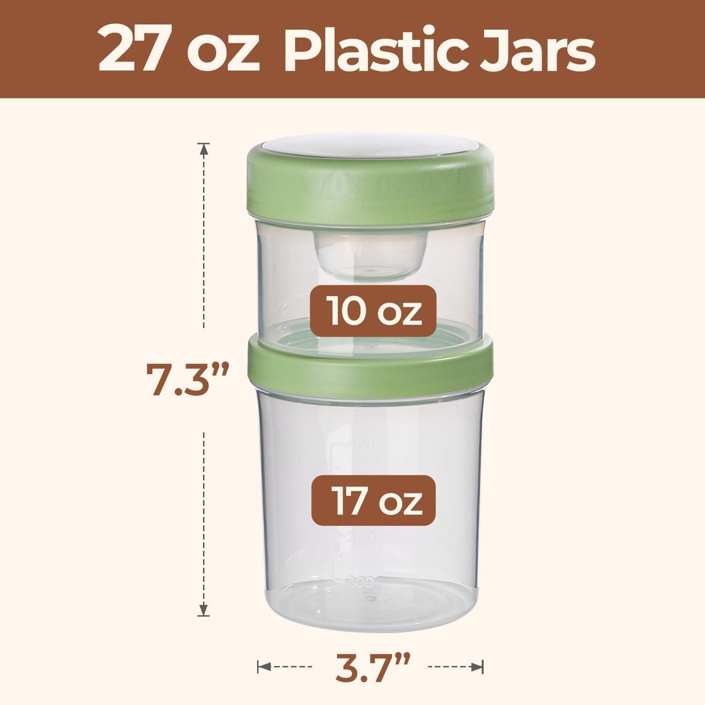 2 Pack Overnight Oats Containers with Lids 27 Oz, Plastic Yogurt Parfait Cups with Folding Spoons to Go, Dual-Layer Chia Pudding Jars Reusable with Granola Holder for Snack, Meal Prep, Sala