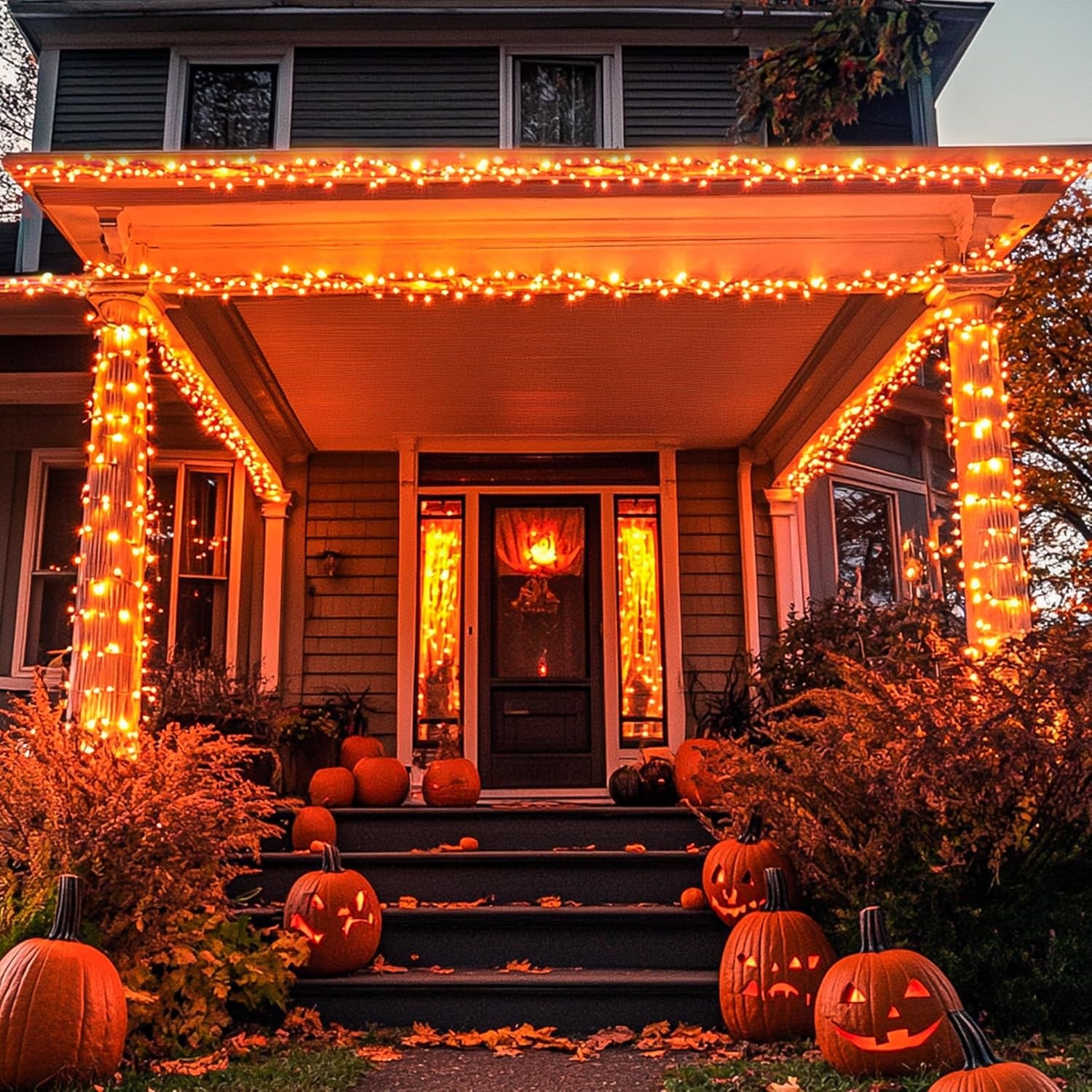 250 LED Orange String Lights, 91.5Ft Orange Halloween Lights Outdoor Waterproof, 8 Lighting Modes Connectable Halloween Tree Light for Yard Patio Party Holiday Decorations