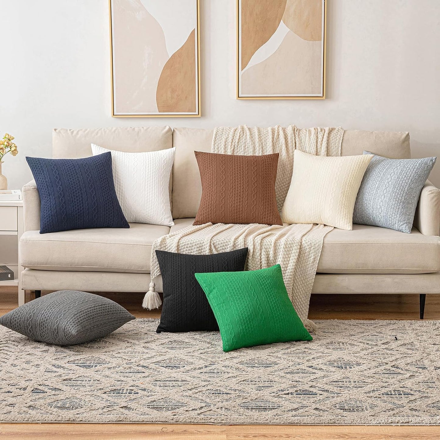 Decorative Throw Pillow Covers Set of 2 Super Soft Modern Stretchy Embossed Patterned Cushion Covers for Farmhouse Couch Sofa Livingroom Bed,Navy Blue 18X18 Inch