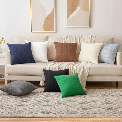 Decorative Throw Pillow Covers Set of 2 Super Soft Modern Stretchy Embossed Patterned Cushion Covers for Farmhouse Couch Sofa Livingroom Bed,Navy Blue 18X18 Inch