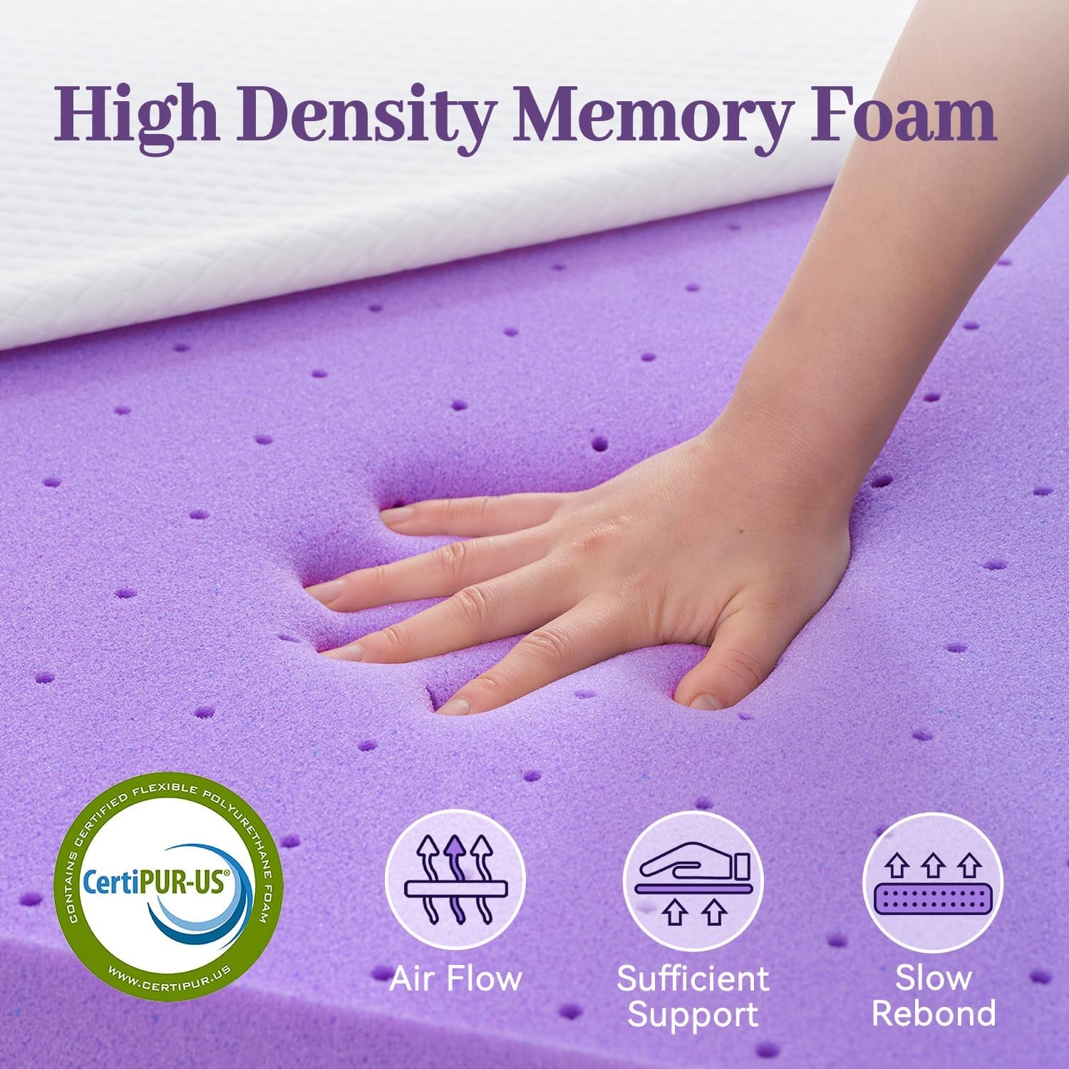 3 Inch Gel Memory Foam Mattress Topper Full Size, Ventilated High Density Pad for Back Pain, Bed Topper with Removable Soft Cover, Certipur-Us Certified