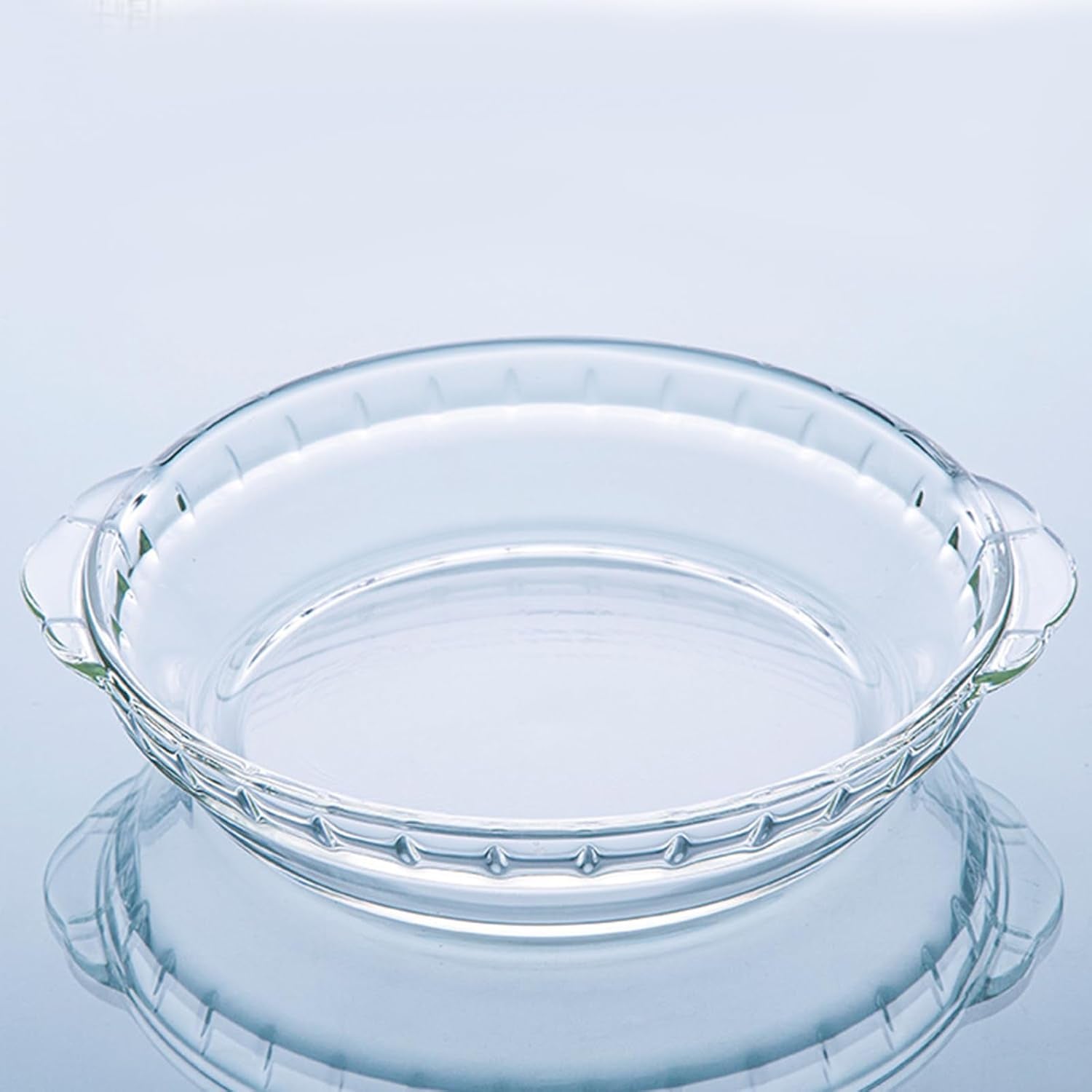 1 Pack round Glass Pie Pans for Baking round Baking Dishes with Handles for Apple Pie Pumpkin Pie Salads (Clear 7In)