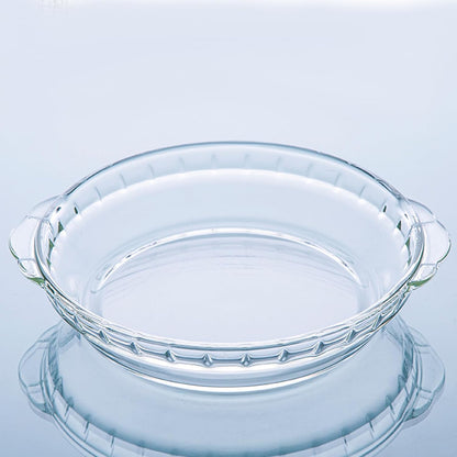 1 Pack round Glass Pie Pans for Baking round Baking Dishes with Handles for Apple Pie Pumpkin Pie Salads (Clear 7In)