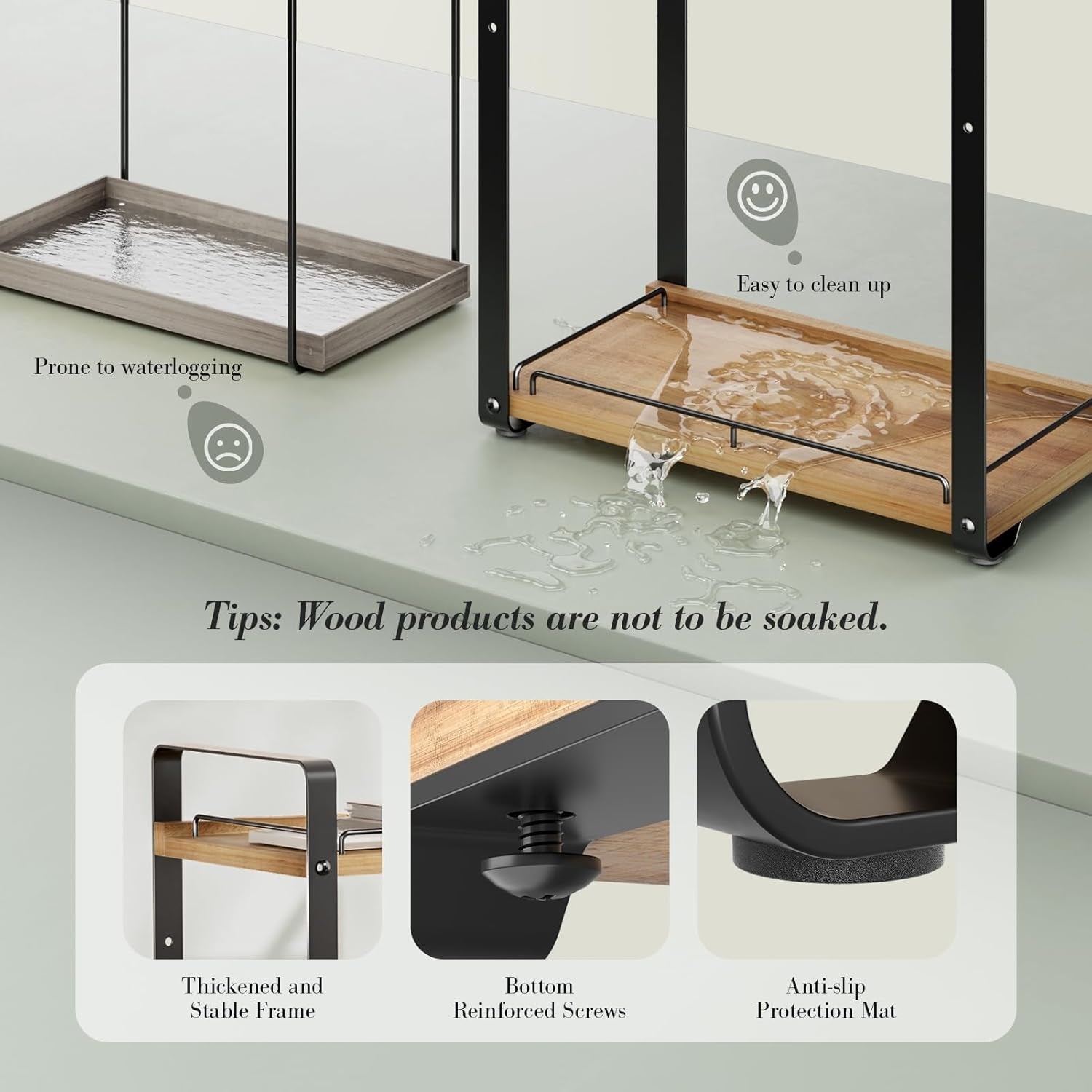 2-Tier Bathroom Counter Organizer, Wood Vanity Organizer Countertop for Skincare & Makeup, Multi-Purpose Vanity Bathroom Shelf for Coffee Station Kitchen Storage and Organization