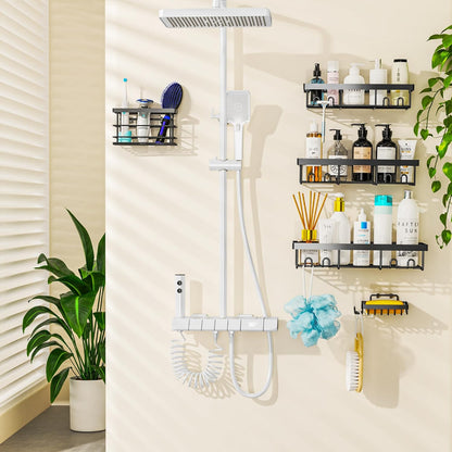 Adhesive Shower Caddy Organizer Shelves Rack - 5 Pack Corner Bathroom Storage Organization, Home & Kitchen Decor inside RV Accessories, Hanging First Apartment Household Camper Essentials