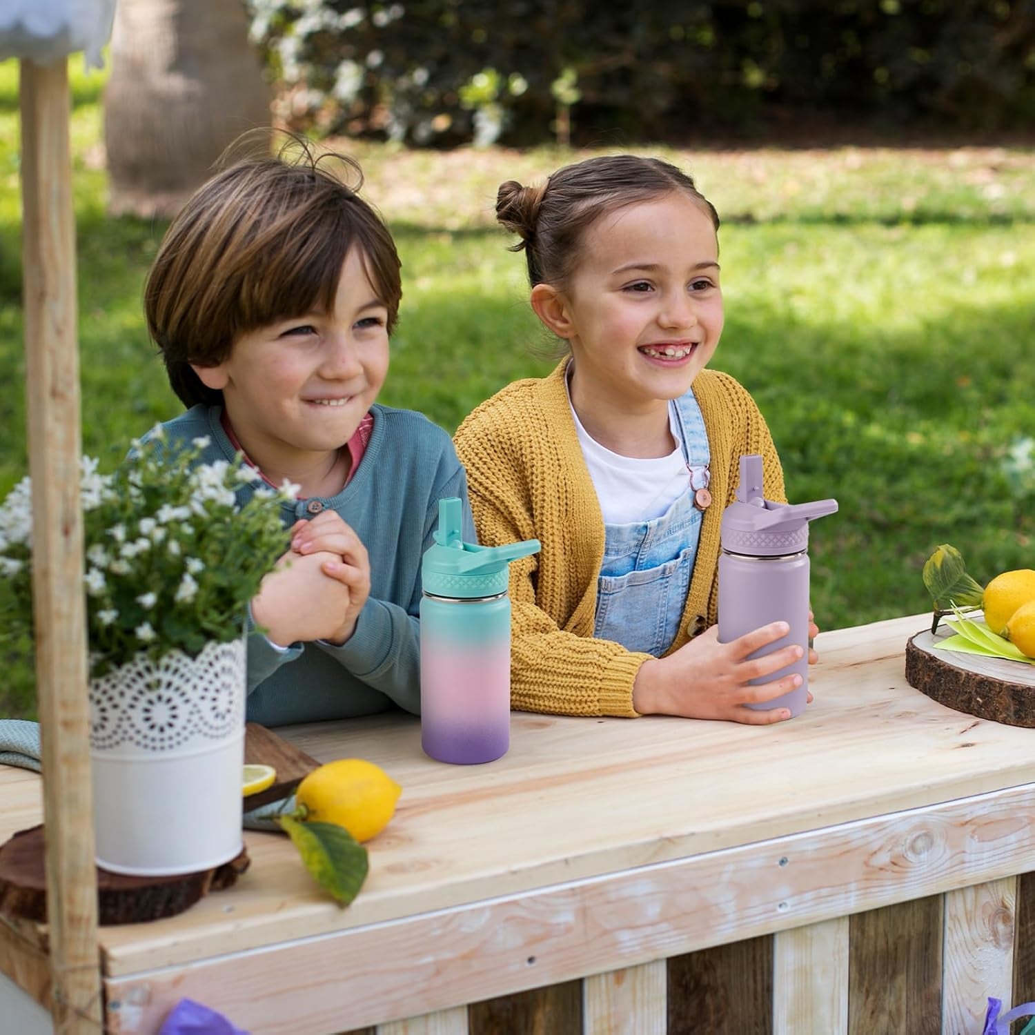 12 Oz Toddler Bottle, Kids Water Bottle for School Boys&Girls with Straws Lids, 304 Stainless Steel Vacuum Insulated Thermos, Bpa-Free, Navy Blue