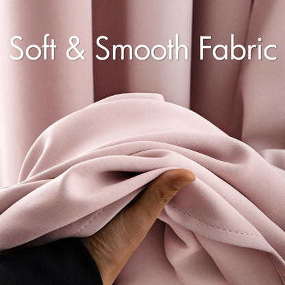 Light Pink Thermal Insulated Room Darkening Curtains - Grommet Top Blackout Drapes, 2 Panels 52 x 84 Inches for Living Room or Bedroom