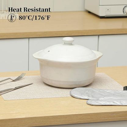 Beige Placemats Set of 4 - Heat Resistant Non-Slip Place Mats for Dining Table, Washable Durable PVC Vinyl Woven Table Mats（Beige, 4）