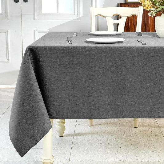 Textured Linen Table Cloth for Rectangle Table - Grey Tablecloths Rectangular Waterproof Wrinkle Free Wipeable Dining Table Cover for Spring Wedding Birthday Kitchen Decor, 52 X 70 Inch