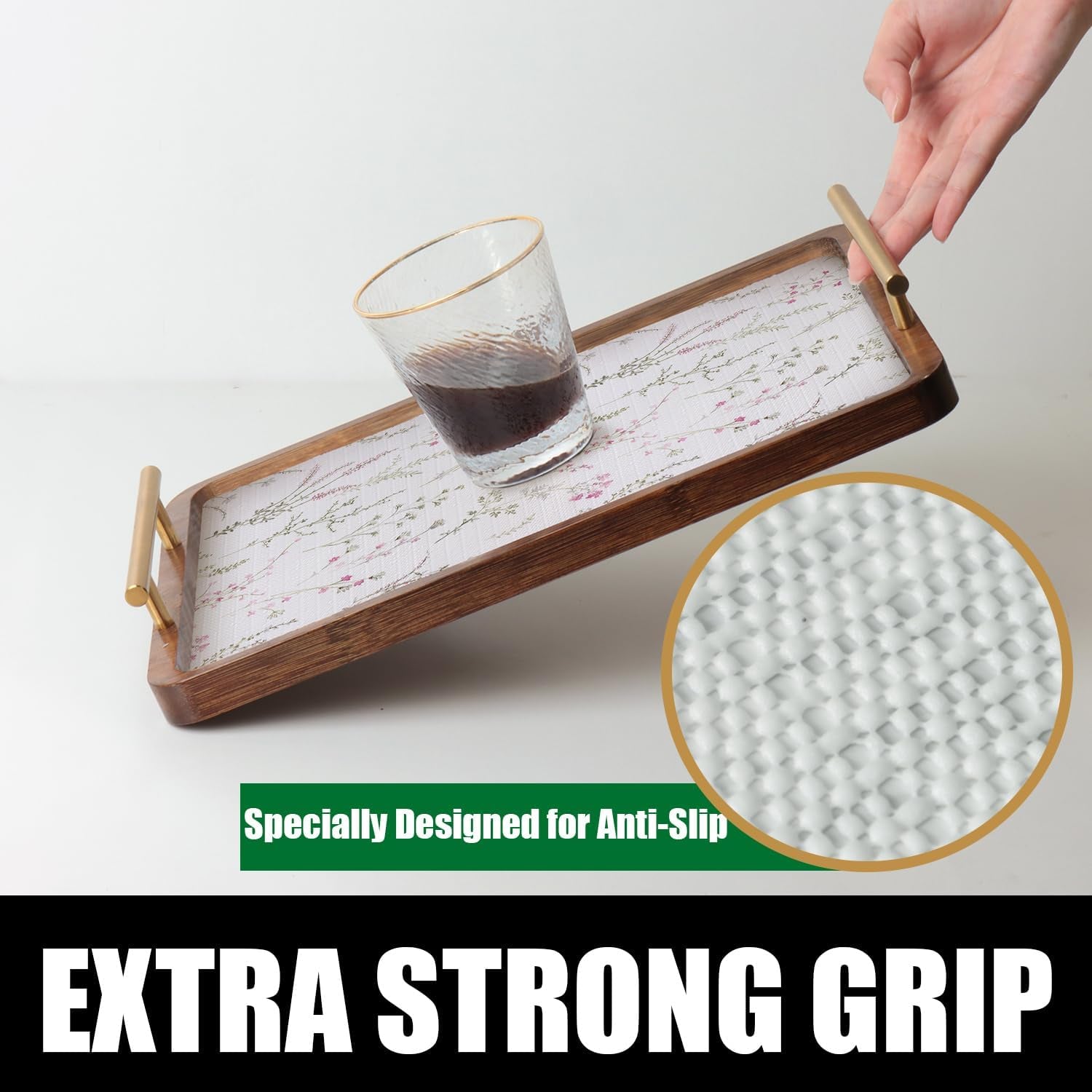 Floral Drawer and Shelf Liner for Cabinets, Non-Adhesive and Strong Non-Slip Flower Shelf Cabinet Drawer Liners for Kitchen,Table,Bookshelves,Waterproof Cupboard Liners,12In X 10FT