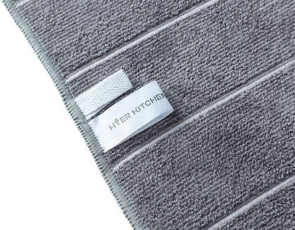 Microfiber Kitchen Towels - Super Absorbent, Soft and Solid Color Dish Towels, 8 Pack (Stripe Designed Grey and White Colors), 26 X 18 Inch