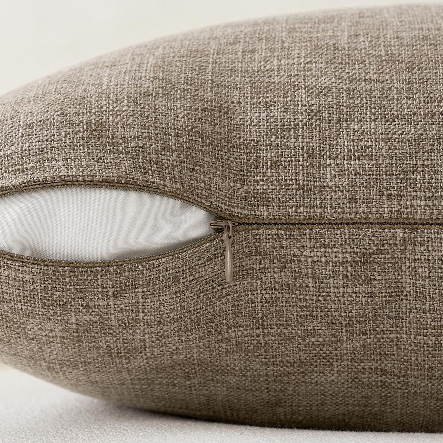 Pack of 2 Decorative Farmhouse Linen Pillow Covers Rustic Boho Accent Outdoor Couch Throw Pillow Covers for Cushion Bed Sofa Living Room Home Decor 20X20 Inch Brown