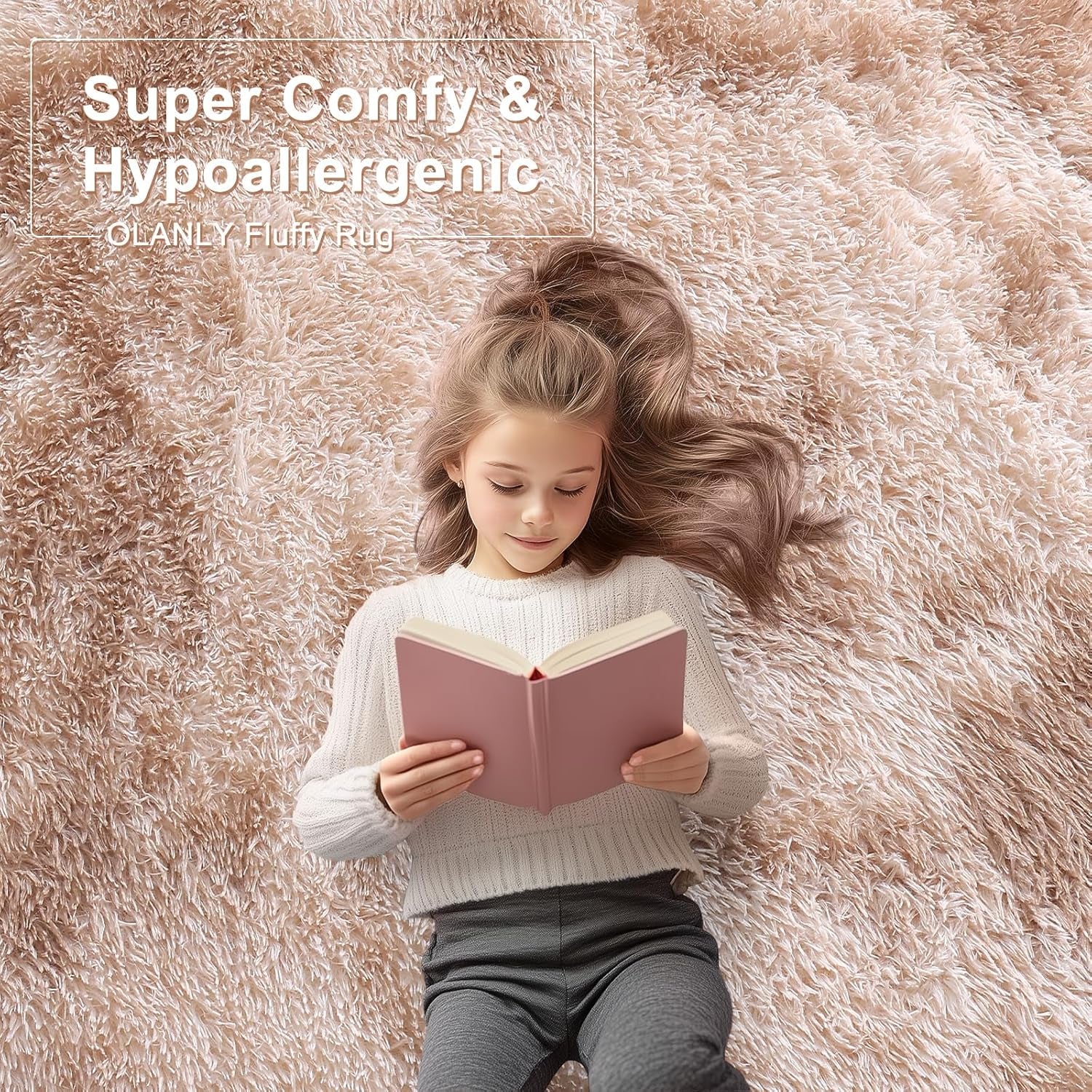 Area Rugs for Living Room Bedroom, Machine Washable 2X3 Feet Soft Fluffy Shaggy Bedside Rug, Indoor Floor Carpet for Kids Girls and Boys, Dorms Nursery Room, Home Decor Aesthetic, Beige Tie-Dye