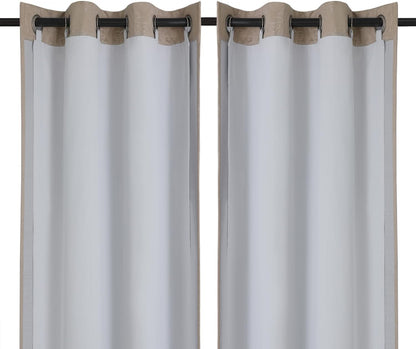 2 Panels 100% Blackout Curtain Liners with 13 Rings, 100% Darkening Blackout Liner for 63 Inch Curtains, Each 40" Wx58 L, 2 Liners per Set with 14 Pieces Rings