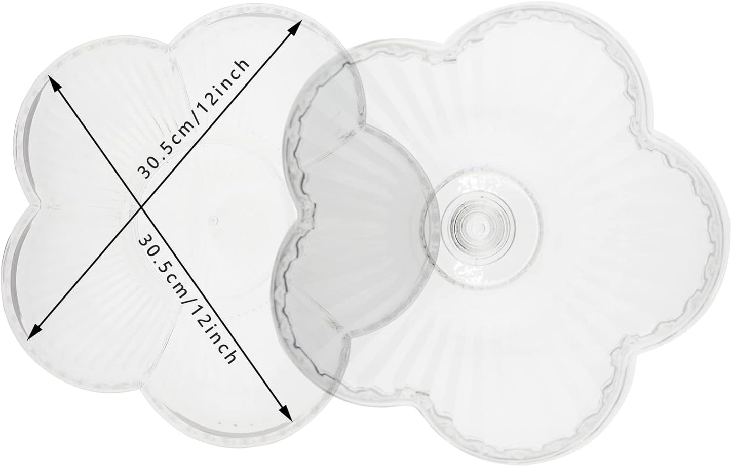 Creative Acrylic Multifunctional Party Snack Tray with Lid,Serving Dishes for Dried Fruits Nuts Candies Fruits,6-Compartment (Clear Flower)