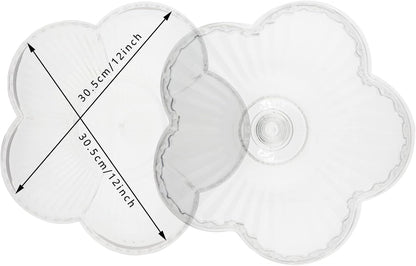 Creative Acrylic Multifunctional Party Snack Tray with Lid,Serving Dishes for Dried Fruits Nuts Candies Fruits,6-Compartment (Clear Flower)