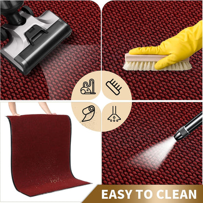 Doormat Outdoor Indoor Entrance 29.5 X 17, All-Season All-Weather Front Door Mat, 100% Waterproof Welcome Matt for Floor Garage outside Entry, Stain and Fade Resistant,Black Red
