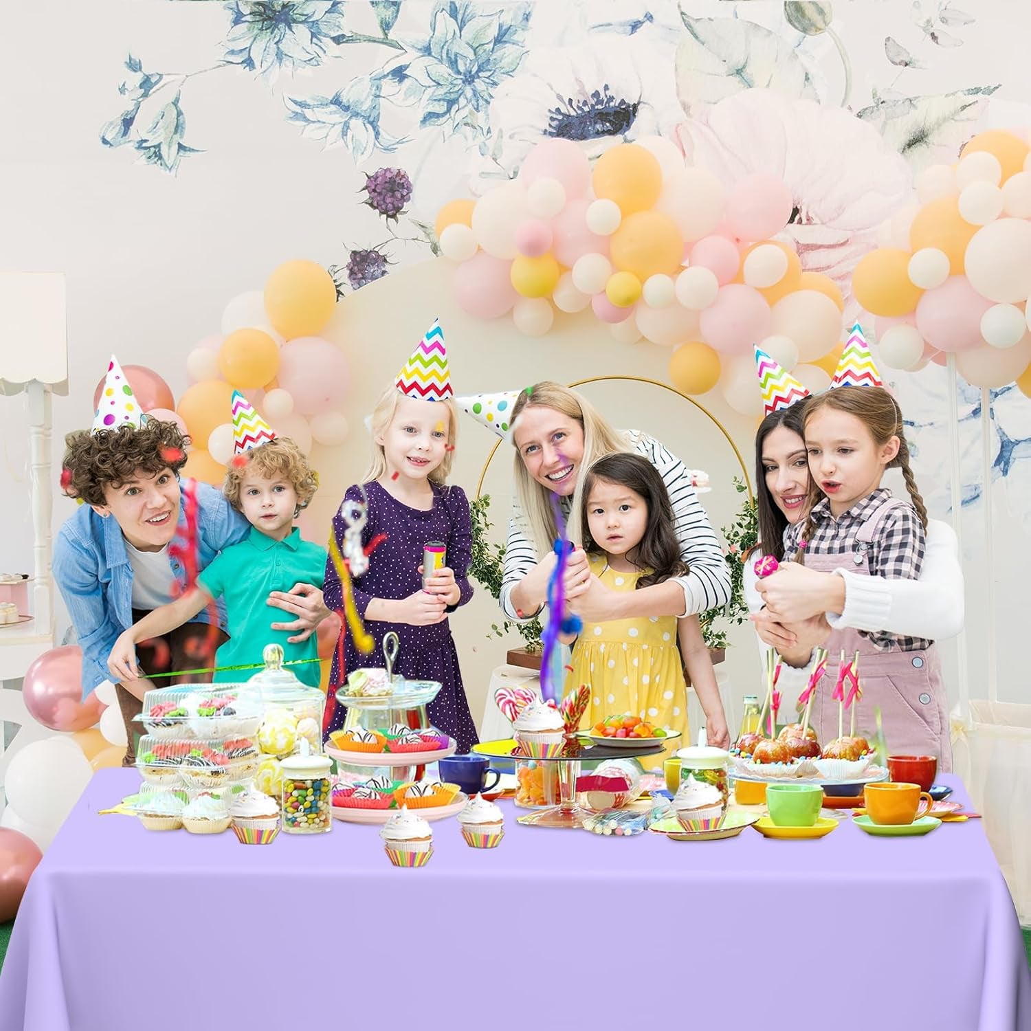 4 Pack Light Purple Rectangular Plastic Tablecloths, Pastel Purple Disposable Table Covers 54" X 108" for Birthday, BBQ, Bridal Shower, Engagement Wedding, Picnic Parties and 8 Ft Table Use