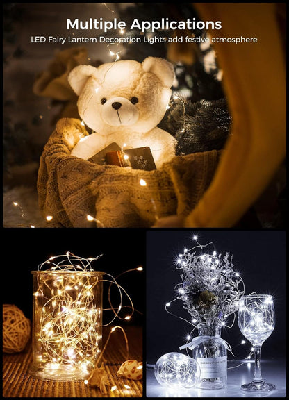 24 Pack Fairy Lights Battery Operated String Lights 7 Feet 20 LED Waterproof Christmas Lights Silver Wire Firefly Starry Moon Lights for Bedroom DIY Party Wedding Patio Christmas, CR-2032