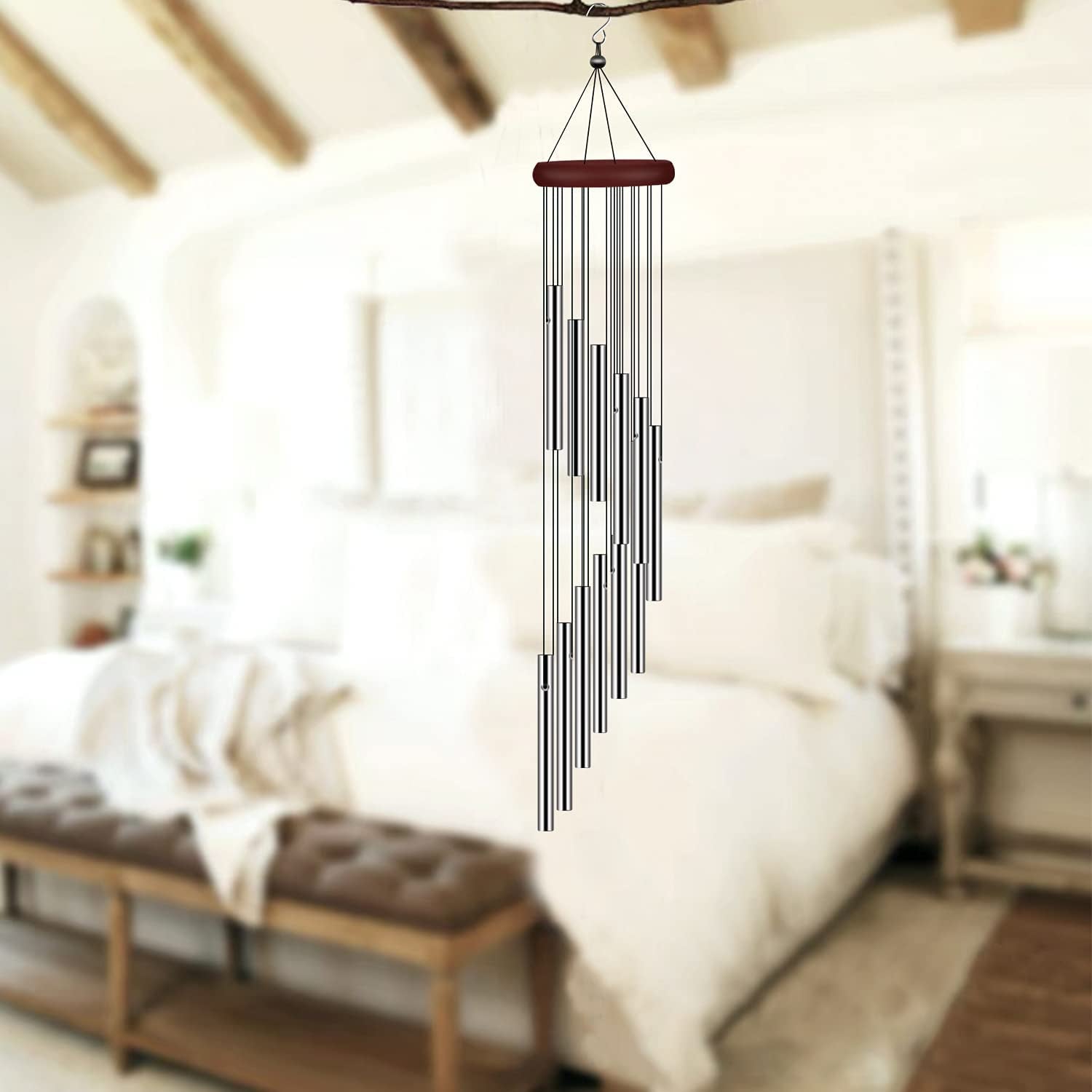 Wind Chimes for Outside, Sympathy Wind Chimes Outdoor Clearance with 12 Aluminum Alloy Tubes and Hook, Memorial Wind Chime Gift Decoration for Home, Patio, Garden, Outdoor