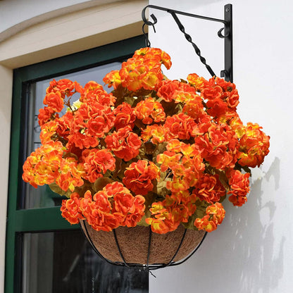 Fake Geraniums Artificial Flowers for Outdoors Fall Autumn Decoration, 6 Bundles Silk Geraniums Look Real Faux Fall Flowers Plants for Front Door Garden Planter Patio Balcony Yard Home Indoor, Mix