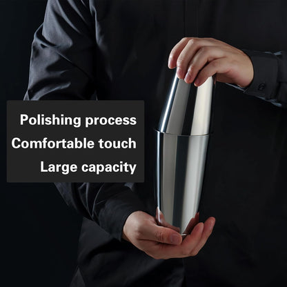 Boston Cocktail Shaker Set, 18 Oz & 28 Oz Stainless Steel Weighted Shaker Tins, Metal Martini Shaker Drink Mixer for Bartending, Professional Bar Tools for Bartender （Sliver）