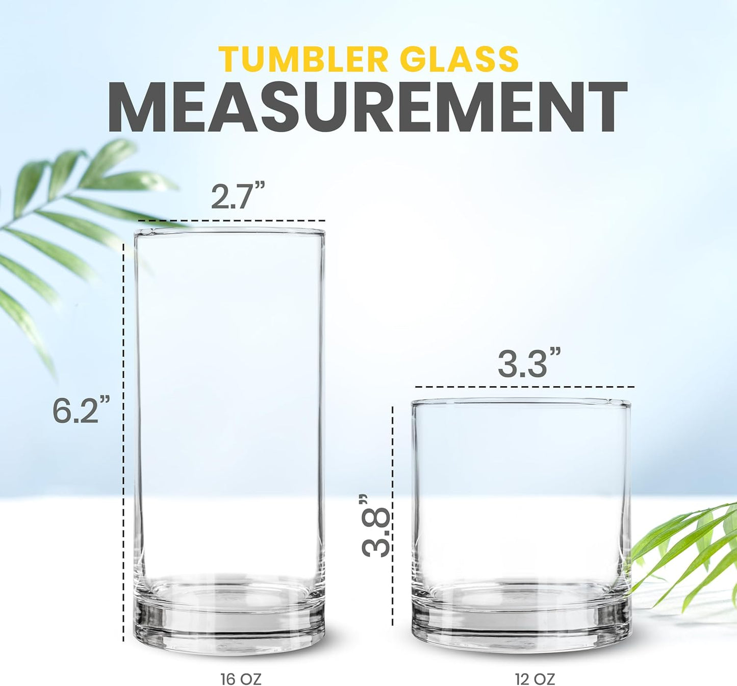 Clear Plastic Drinking Glasses - Pack of 6 (3 Each 12 Ounce & 16 Ounce Plastic Glasses Drinking) - Tumblers or Cups Reusable & Bpa-Free for Water, Juice & Other Drinks