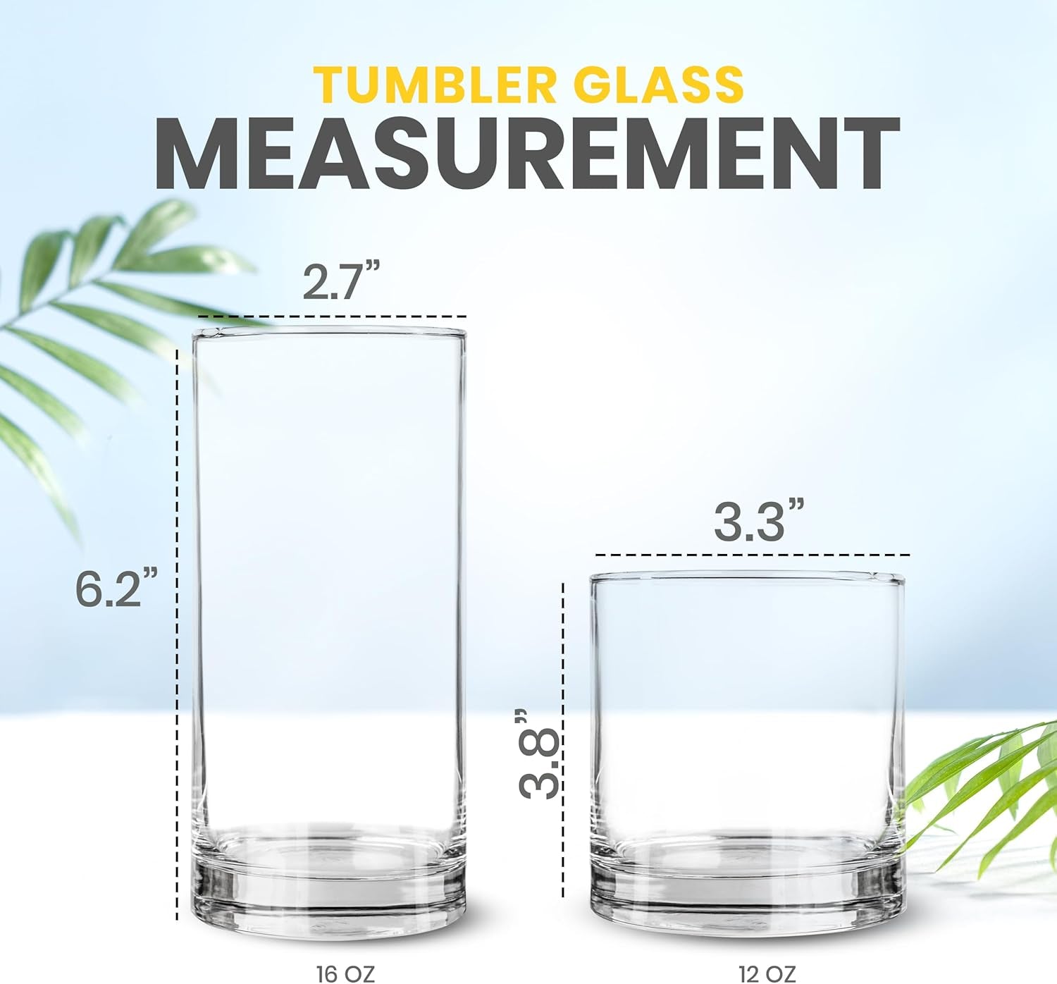 Clear Plastic Drinking Glasses - Pack of 6 (3 Each 12 Ounce & 16 Ounce Plastic Glasses Drinking) - Tumblers or Cups Reusable & Bpa-Free for Water, Juice & Other Drinks